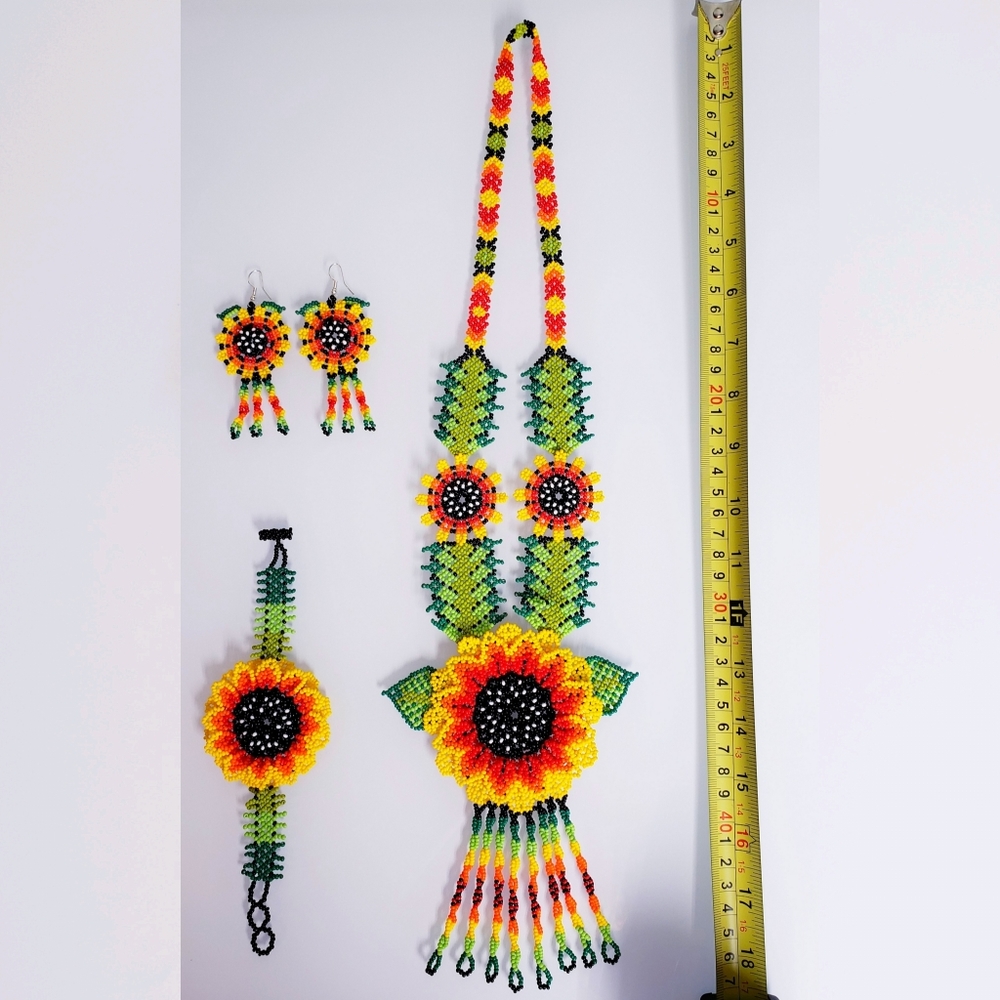 Set of Handmade Mexican Flower Necklace